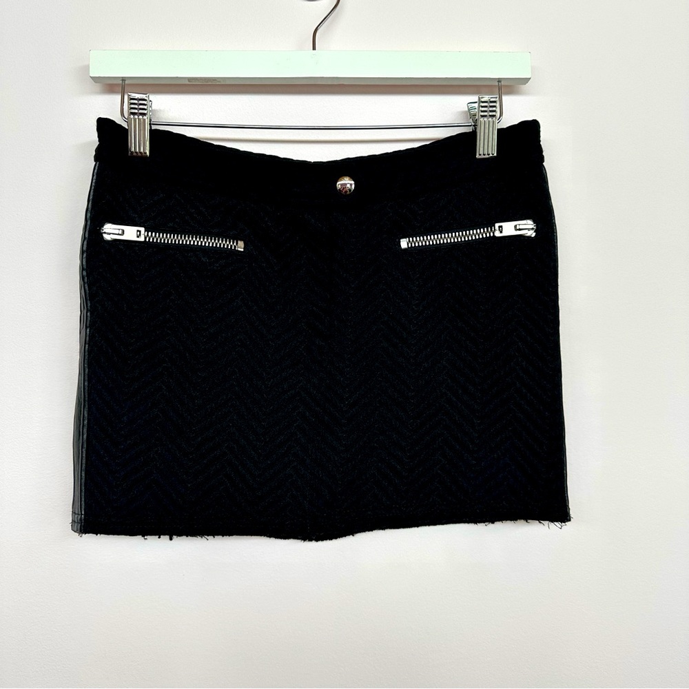 IRO Saga Black Mini Skirt with Leather Details, Size: 0